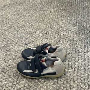 Prada Calzature Kids Velcrow Sport Sneaker- 0p0025, Blue Aferto, Size 34